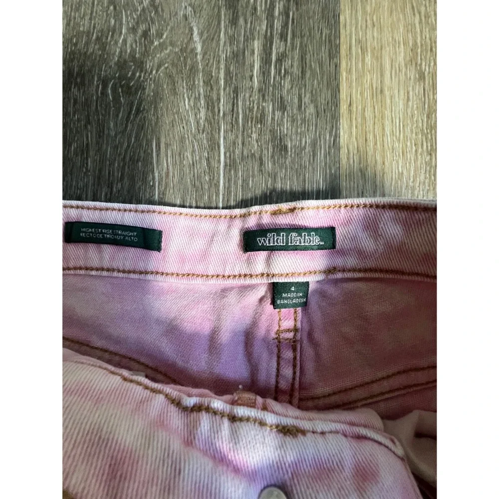 Wild‎ Fable Straight Leg Jeans Womens 4 Pink Good Distressed High Rise Acid Wash